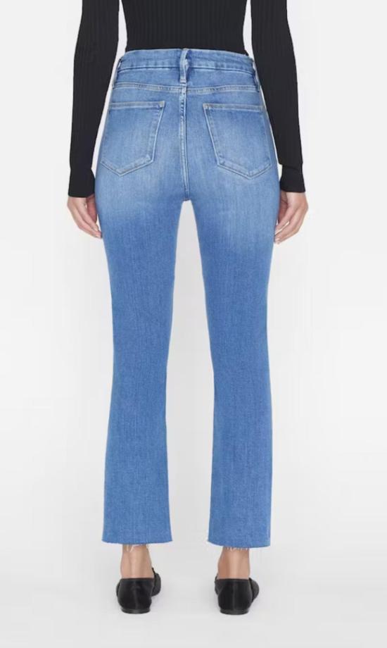  프레임 데님 팬츠 데님 르 슈퍼 하이 스트레이트 로우 애프터 데님 드리즐 - FRAME