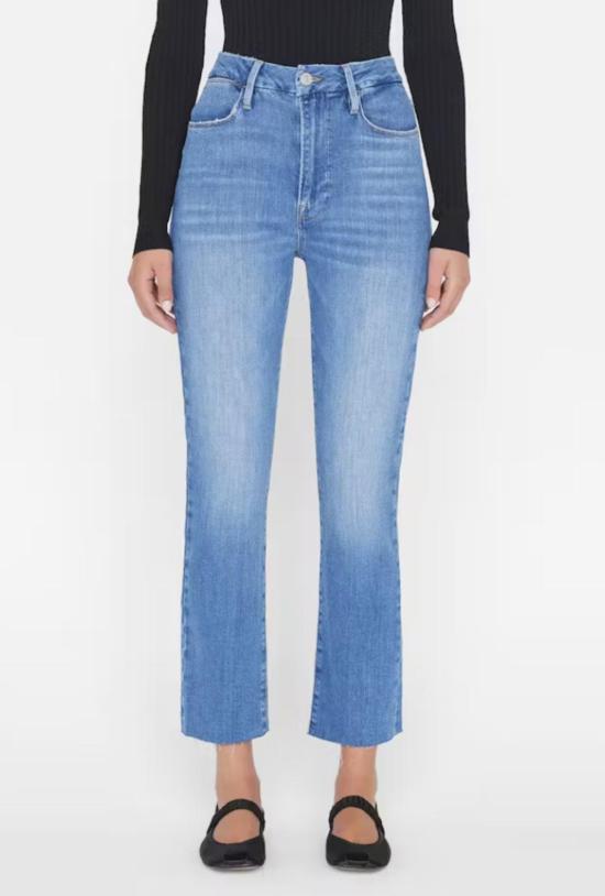  프레임 데님 팬츠 데님 르 슈퍼 하이 스트레이트 로우 애프터 데님 드리즐