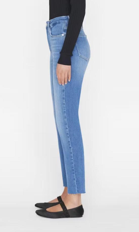  프레임 데님 팬츠 데님 르 슈퍼 하이 스트레이트 로우 애프터 데님 드리즐 - FRAME