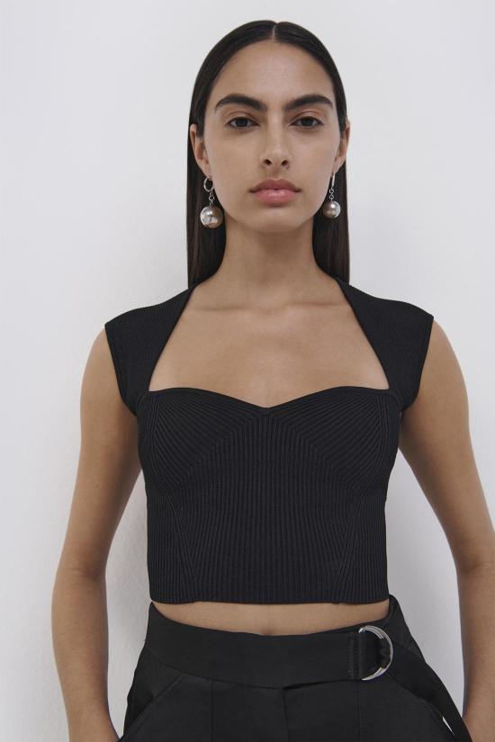  조나단 심카이 민소매 티셔츠 Jonathan Simkhai Abia 크롭 티셔츠 아몬드/아몬드 - JONATHAN SIMKHAI