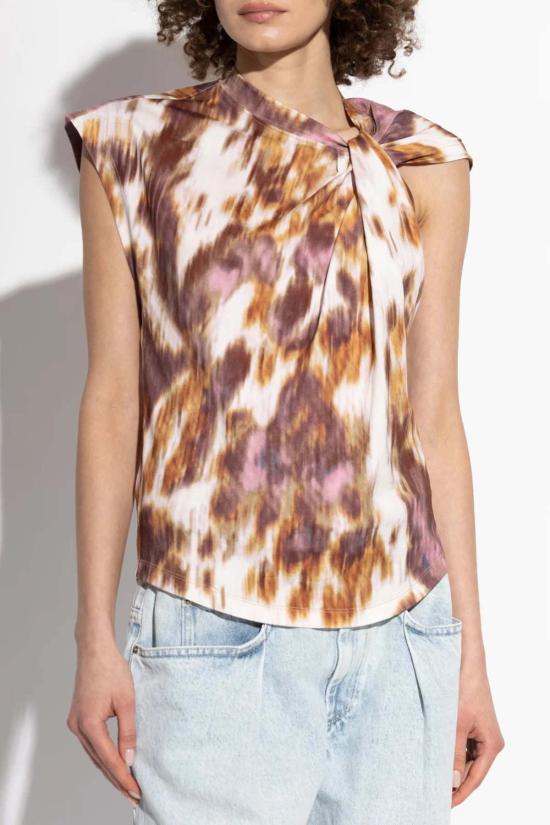  이자벨마랑에뚜왈 민소매 티셔츠 Isabel Marant Etoile Nayda 티셔츠 Ecru/Ochre - ISABEL MARANT ETOILE