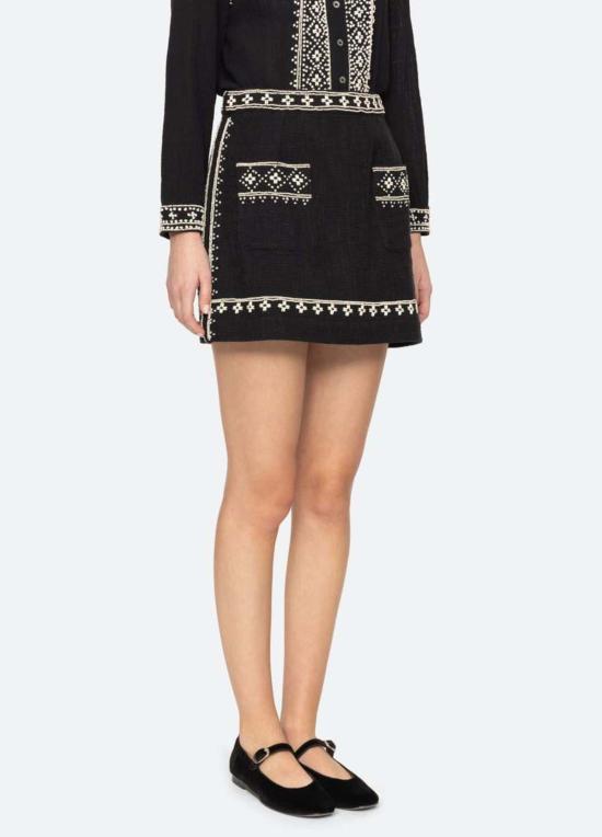  씨뉴욕 숏 스커트 Sea Ny Mille 자수 미니 스커트 블랙 - SEA NY