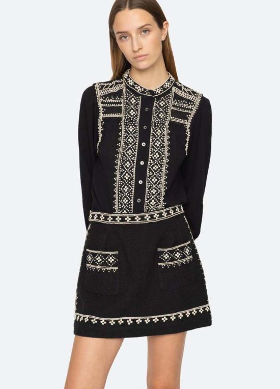  씨뉴욕 숏 스커트 Sea Ny Mille 자수 미니 스커트 블랙