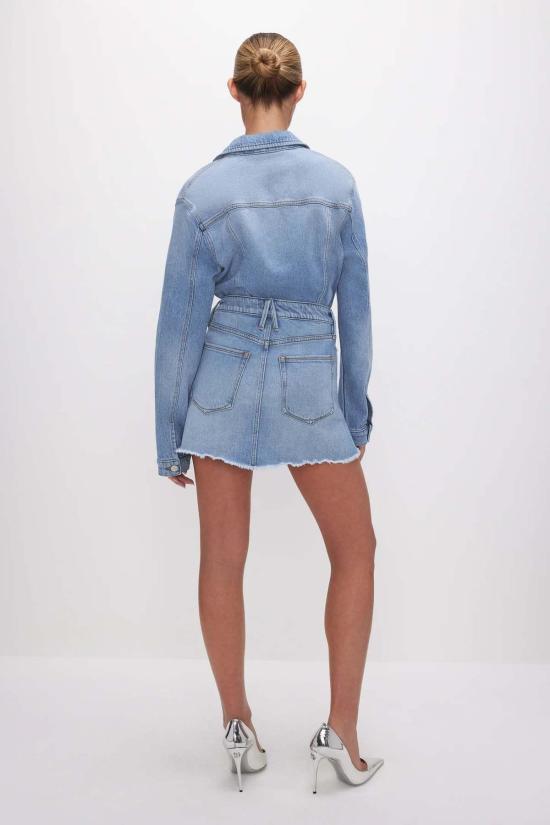  굿 아메리칸 데님 스커트 데님 유니폼 미니 스커트 인디고 - GOOD AMERICAN