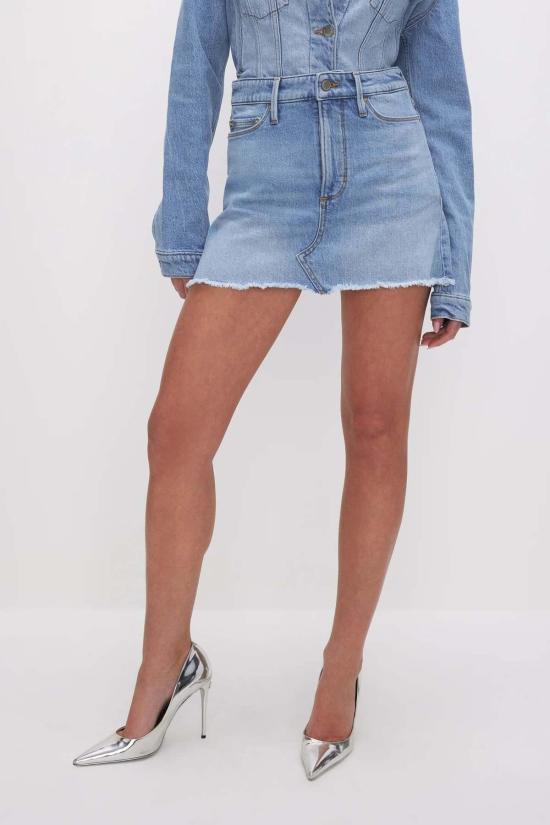  굿 아메리칸 데님 스커트 데님 유니폼 미니 스커트 인디고 - GOOD AMERICAN