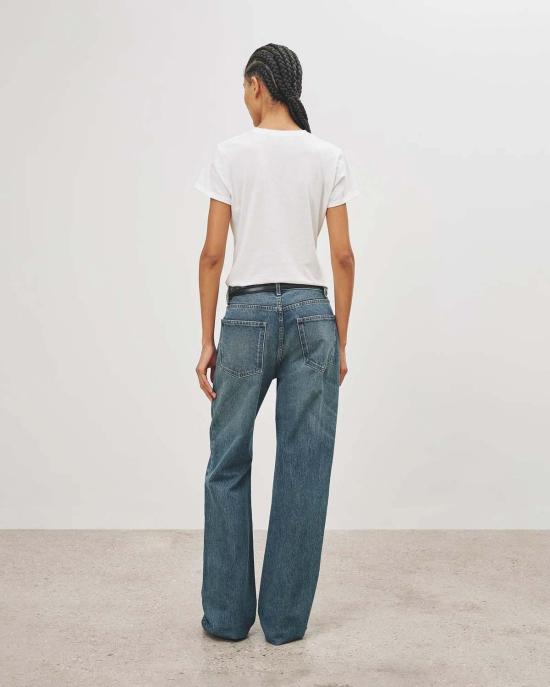  닐리로탄 반팔 티셔츠 Nili Lotan Mariela 크루넥 티셔츠 제트 블랙/블론드/화이트 - NILI LOTAN