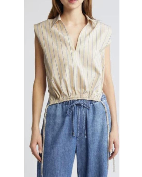  랙앤본 민소매 티셔츠 Rag & Bone Fiona 슬리브리스 탑 카키 멀티