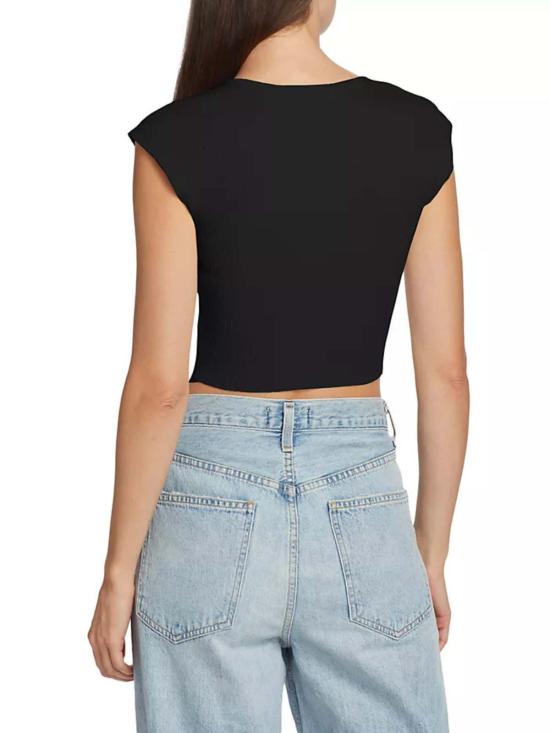  심카이 민소매 티셔츠 아비아 크롭 티 블랙 - SIMKHAI