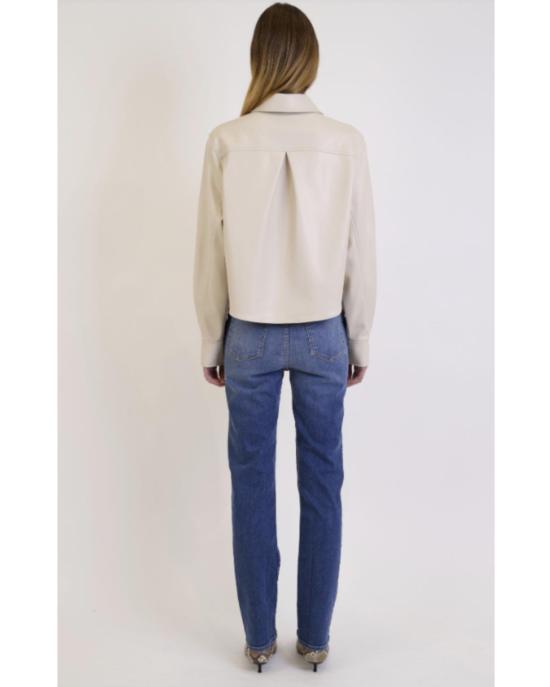  심카이 데님 팬츠 리버 하이 라이즈 크롭 플레어 클린 헴 진 살탄 - SIMKHAI