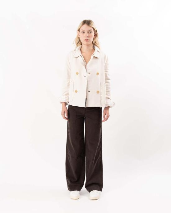  프랭크 앤 에일린 코트 프랭크 앤 일린 미니 벨파스트 크롭 피코트 빈티지 화이트 - FRANK & EILEEN