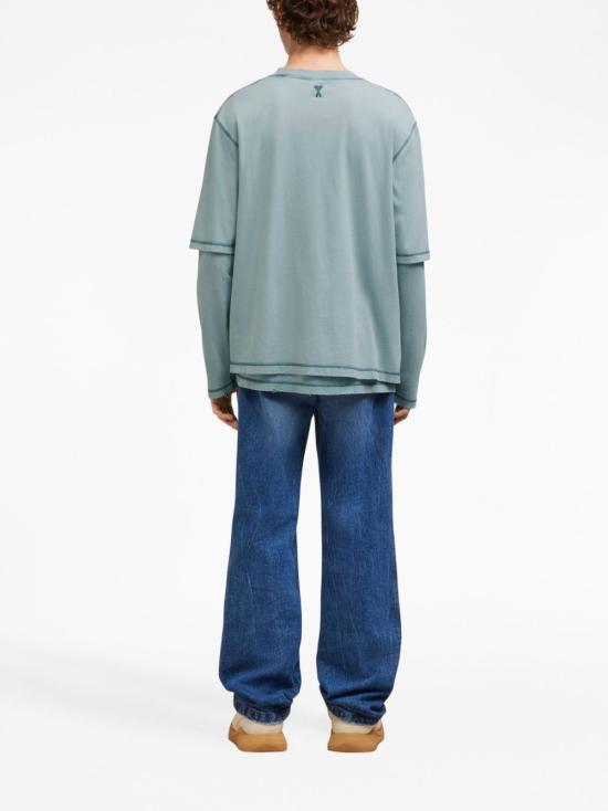  아미 긴팔 티셔츠 H23UTS216JE0051 teal - AMI