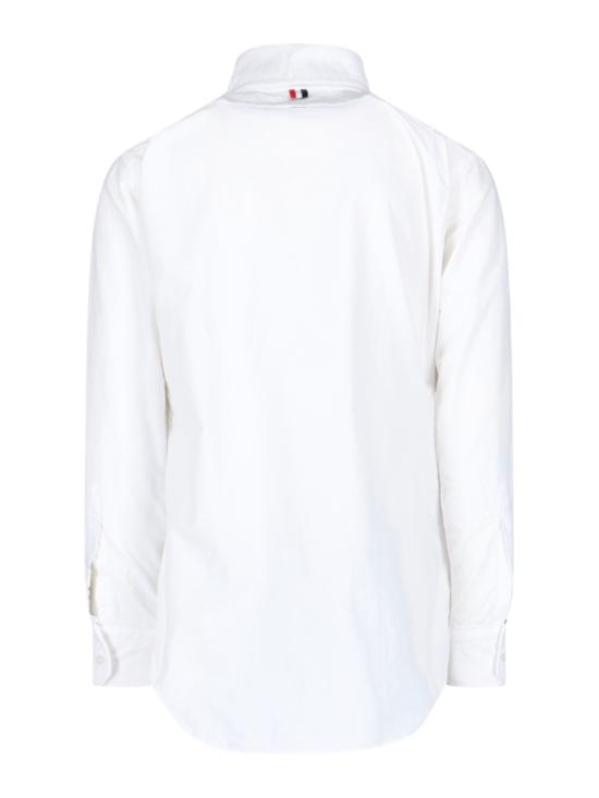 25SS 톰브라운 옥스포드 클래식 그로그랭 플래킷 셔츠 MWL010E F0313 100 White - THOM BROWNE