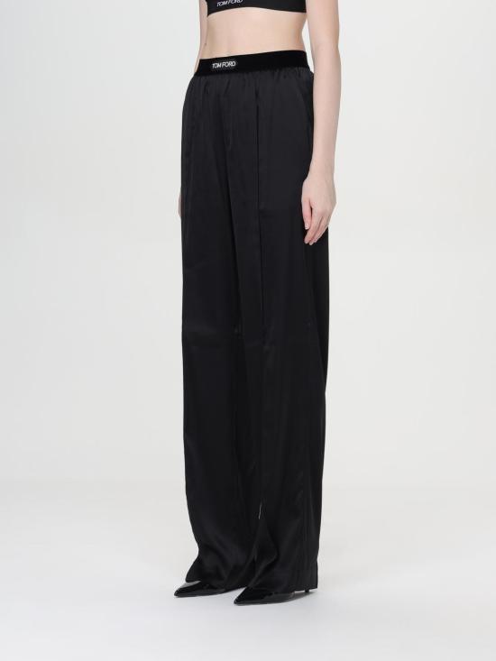 25FW 톰포드 로고 밴딩 파자마 팬츠 로고 밴딩 파자마  PAW397FAX881 LB999 Black - TOMFORD