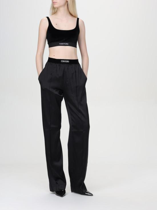 25FW 톰포드 로고 밴딩 파자마 팬츠 로고 밴딩 파자마  PAW397FAX881 LB999 Black - TOMFORD