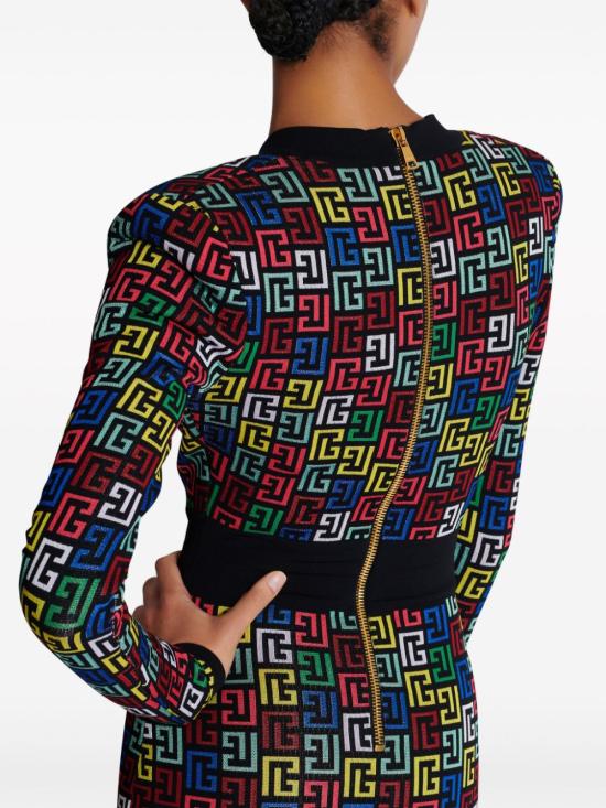  발망 미디 원피스 DF1R8054KG80 black - BALMAIN