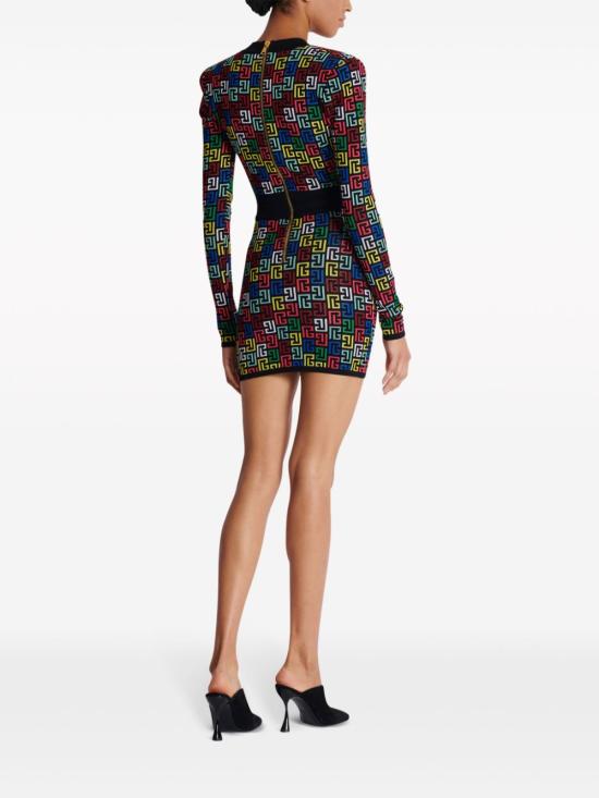  발망 미디 원피스 DF1R8054KG80 black - BALMAIN