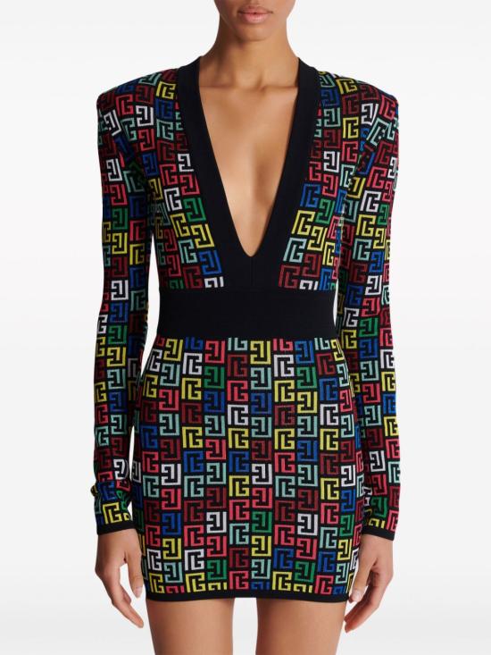  발망 미디 원피스 DF1R8054KG80 black - BALMAIN