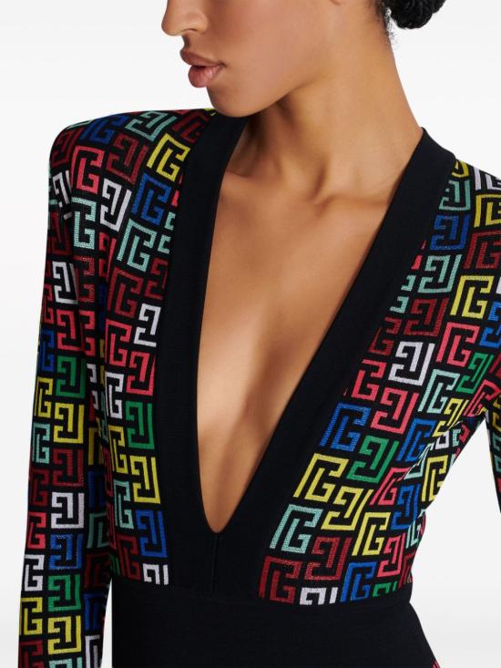  발망 미디 원피스 DF1R8054KG80 black - BALMAIN