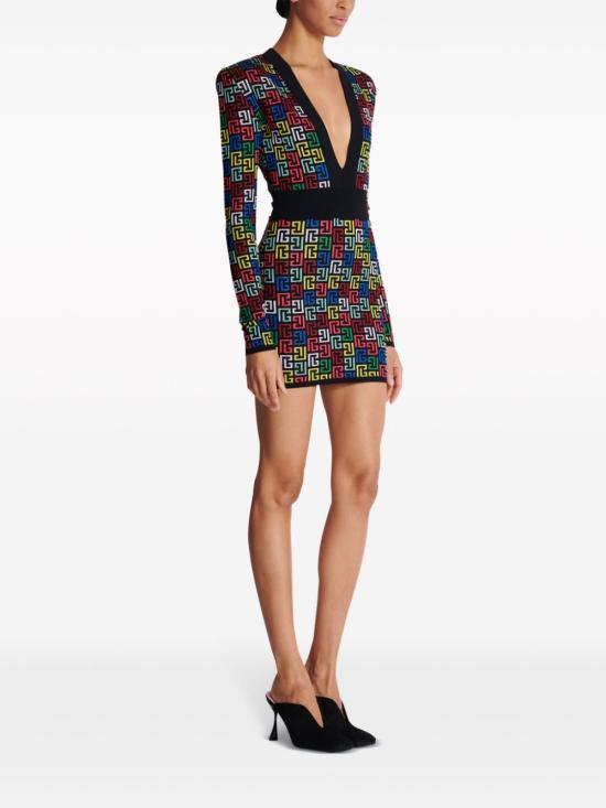  발망 미디 원피스 DF1R8054KG80 black - BALMAIN