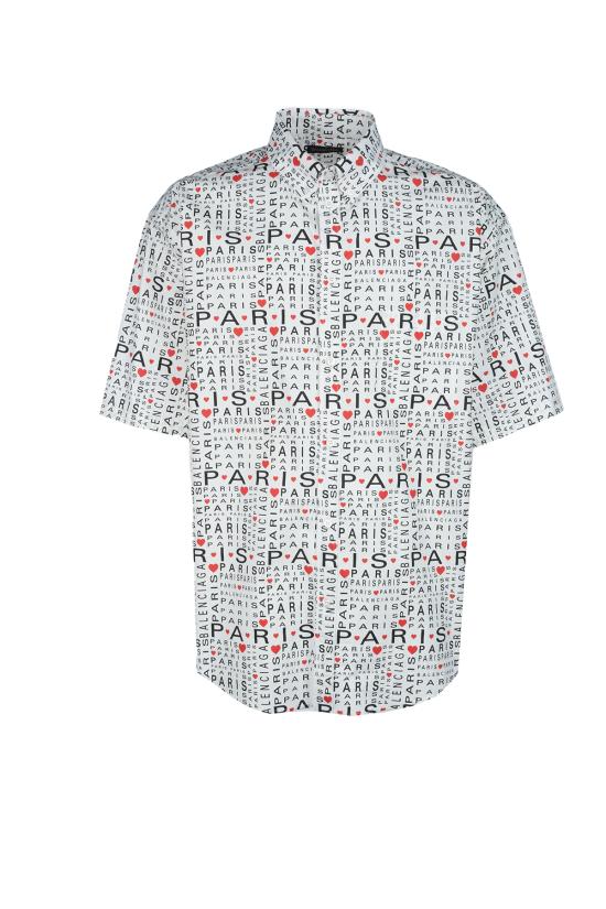 25SS 발렌시아가 반팔 셔츠 681702TRLH7 9065 WHITE BLACK RED