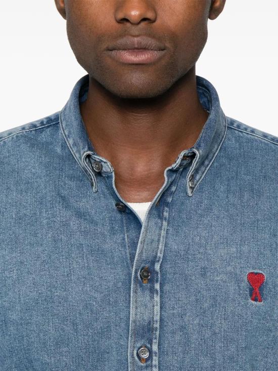  아미 블라우스 E25USH063DE0032 blue - AMI