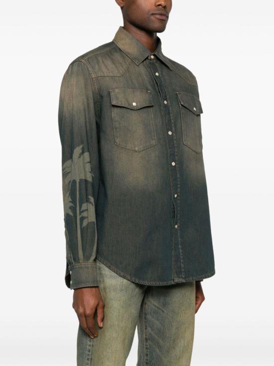 25SS 팜앤젤스 데님 셔츠 PMYD019S25DEN0016009 6009 BROWN GR - PALM ANGELS