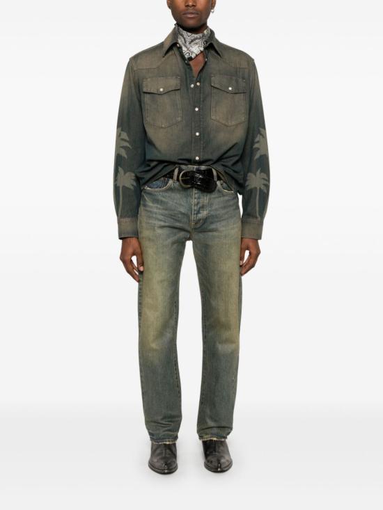 25SS 팜앤젤스 데님 셔츠 PMYD019S25DEN0016009 6009 BROWN GR - PALM ANGELS