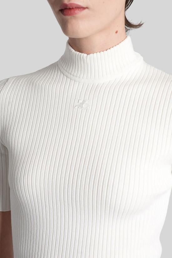 25FW 쿠레쥬 터틀넥 408095 PERMPU026FI0001 WHITE - COURREGES