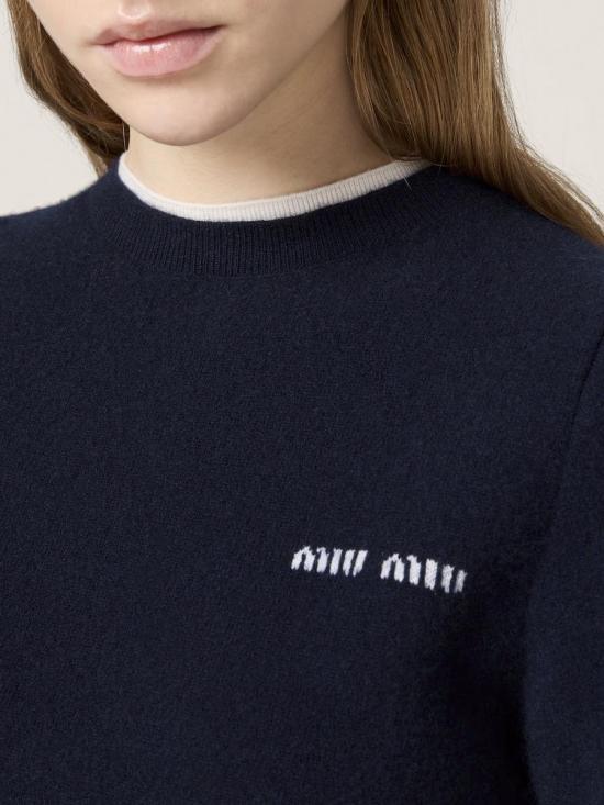 25SS 미우미우 스웨터 MMLA56SOOO16ON F0960 BLEU BIANCO - MIU MIU