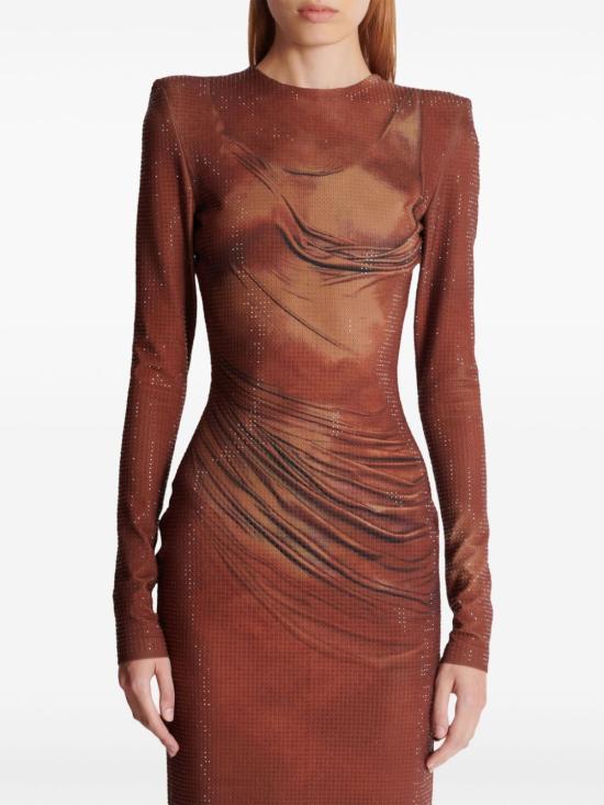  발망 롱 원피스 EF1RR915PC67 brown - BALMAIN