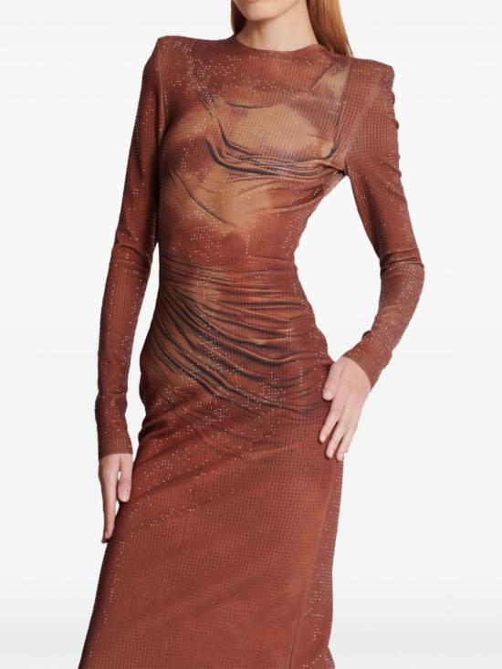  발망 롱 원피스 EF1RR915PC67 brown - BALMAIN