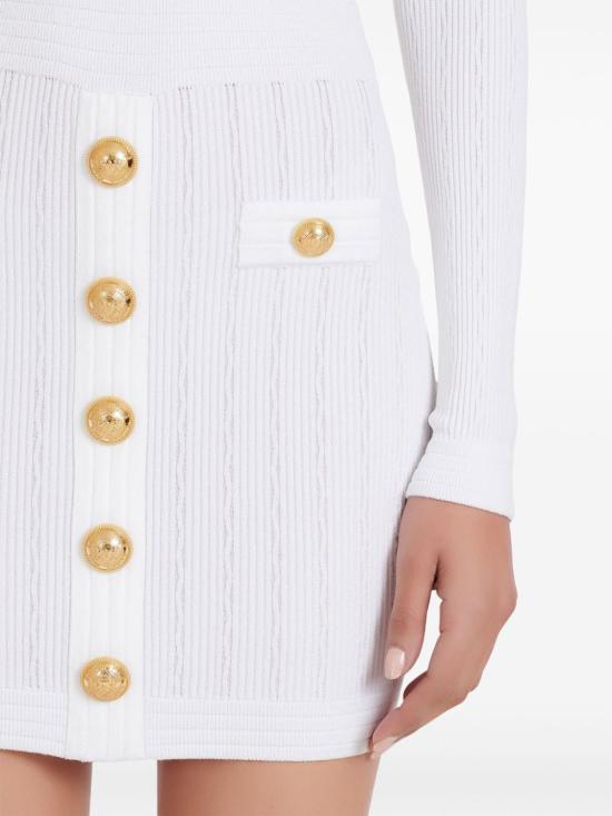  발망 숏 원피스 DF1R8059KB07 white - BALMAIN