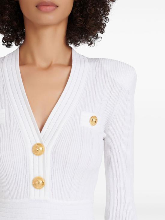  발망 숏 원피스 DF1R8059KB07 white - BALMAIN