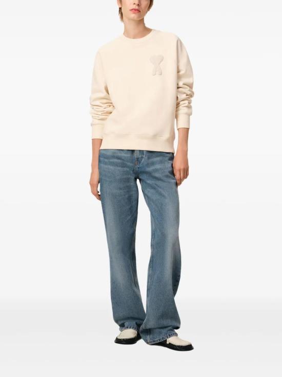  아미 긴팔 티셔츠 E25USW055747 cream - AMI