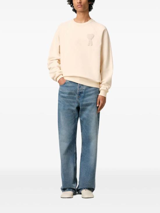  아미 긴팔 티셔츠 E25USW055747 cream - AMI