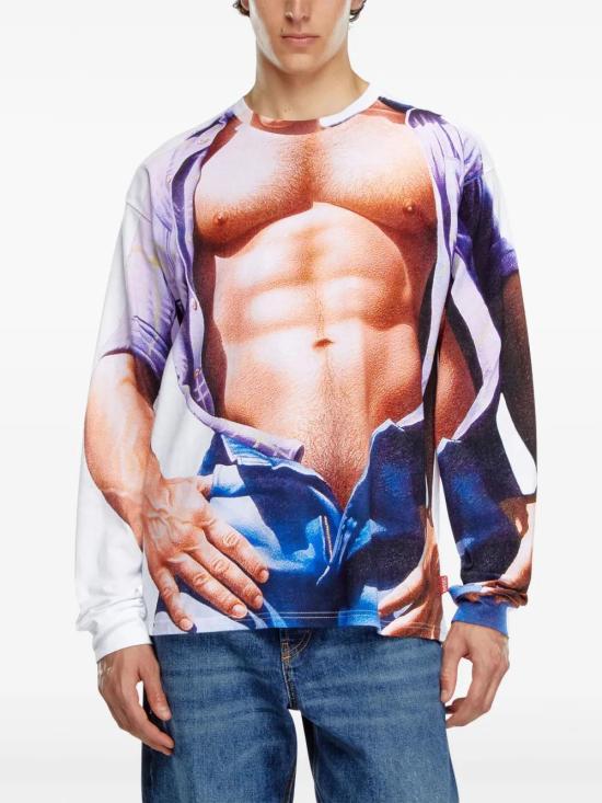  디젤 긴팔 티셔츠 P014310SPEJ white - DIESEL