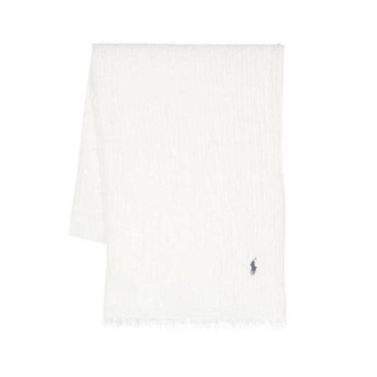  폴로 랄프로렌 포니로고 자수 프린지 스카프 455954366003 WHITE DOM