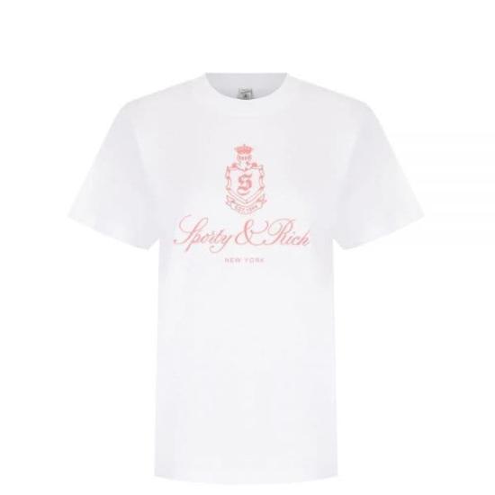  스포티앤리치 반팔 티셔츠 TO042S402VW WHITE COTTON CANDY DOM