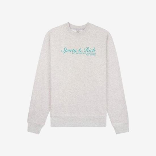  스포티앤리치 긴팔 티셔츠 WS067S409FH HEATHER GRAY AQUAMARINE DOM