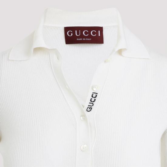 25SS 구찌 자수 캐시미어 실크 탑 810315 XKD8J 9082 WHITE - GUCCI