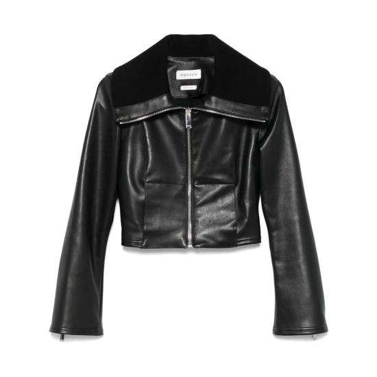 25SS 알렉산더 맥퀸 가죽 자켓 817917 Q5ANU 1000 BLACK