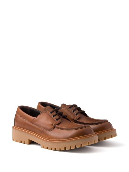 프라다 왁스드 스웨이드 레이스업 로퍼 2EE416FG000 070 F0046 COGNAC - PRADA