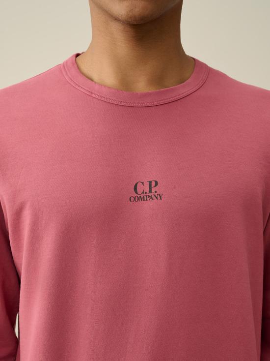  씨피 컴퍼니 라이트 플리스 로고 스웨트 셔츠 16CMSS162A002246G 577 RED BUD - C.P. COMPANY