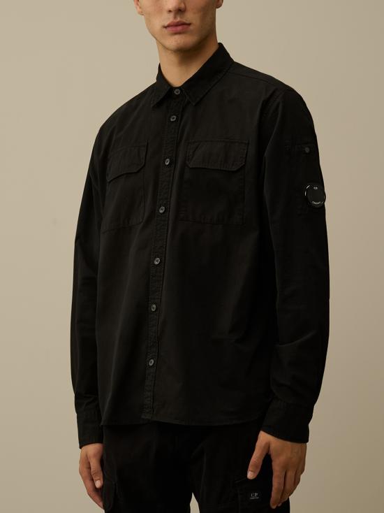 25FW 씨피 컴퍼니 오가닉 개버딘 셔츠 17CMSH140A110143G 999 BLACK - C.P. COMPANY