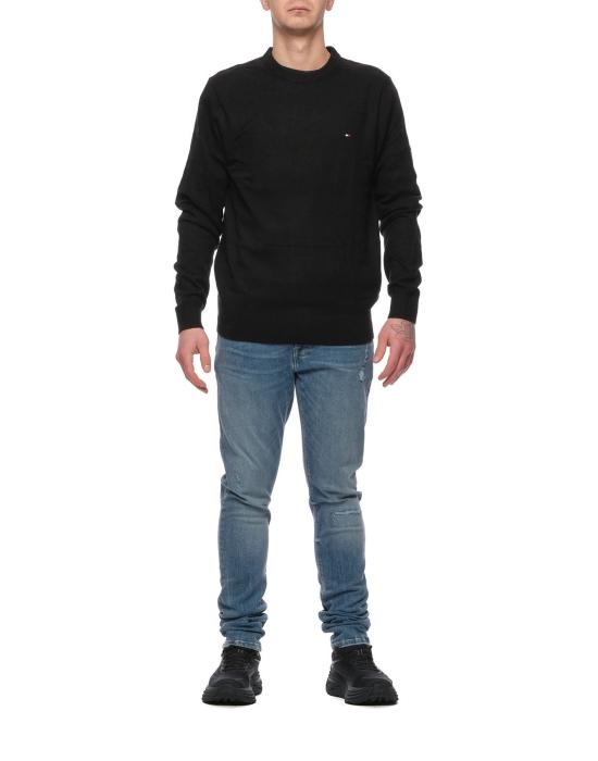 26SS 타미힐피거 스웨터 토미힐피거 남성용 면 풀오버 (자수 국기 장식) MW0MW28046 BDS - TOMMY HILFIGER