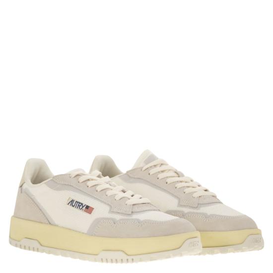 26SS 오트리 WILDPACE 로우 스니커즈 립스탑 나일론 가죽 LDLM WHITE BEIGE - AUTRY