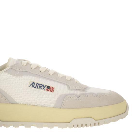 26SS 오트리 WILDPACE 로우 스니커즈 립스탑 나일론 가죽 LDLM WHITE BEIGE - AUTRY
