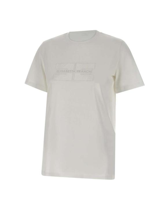 25SS 엘리자베타프랜치 반팔 티셔츠 MA00251E2 270 White - ELISABETTA FRANCHI