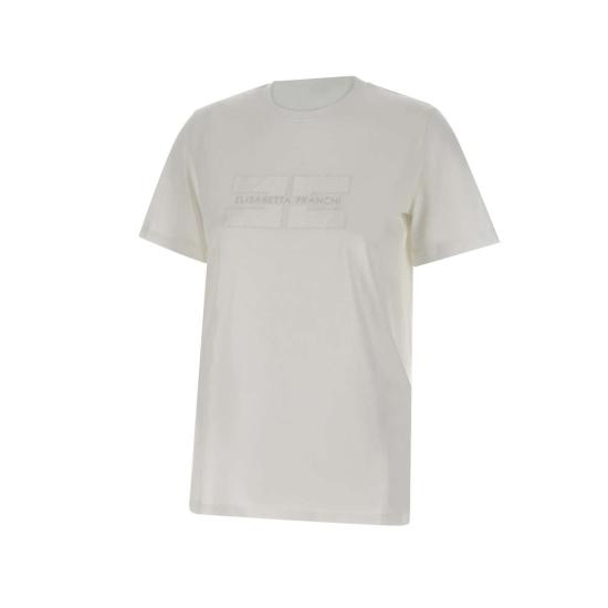 25SS 엘리자베타프랜치 반팔 티셔츠 MA00251E2 270 White - ELISABETTA FRANCHI