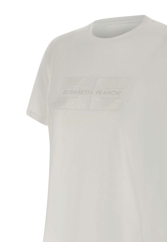 25SS 엘리자베타프랜치 반팔 티셔츠 MA00251E2 270 White - ELISABETTA FRANCHI